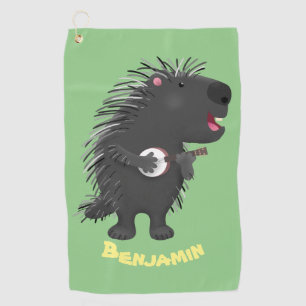 Serviette De Golf Cute drôle porc-épic avec dessin animé de banjo