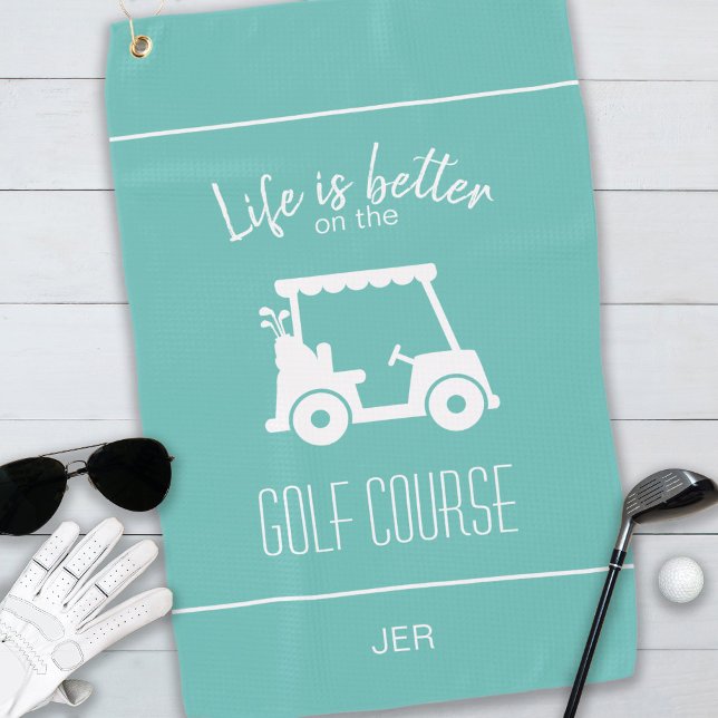 Serviette De Golf Cute Golf Cart Golf Golf Course Devis Turquoise (Créateur téléchargé)