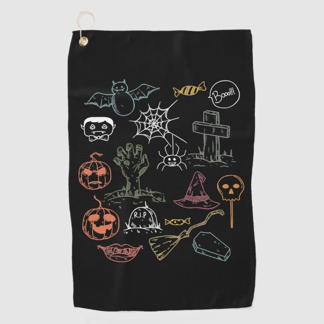 Serviette De Golf Cute Halloween Halloween Boo Citrouille (Devant)