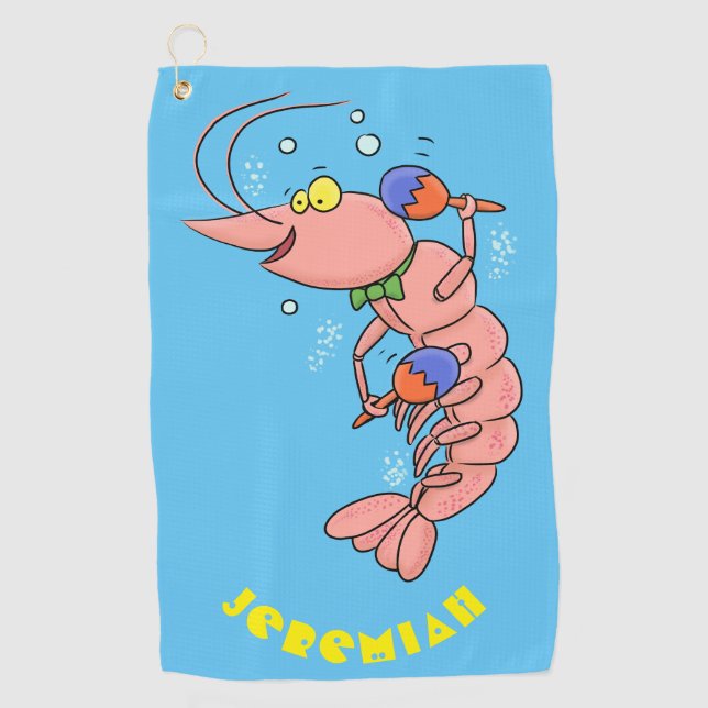 Serviette De Golf Cute happy shrimp, dessin animé de crevettes (Devant)