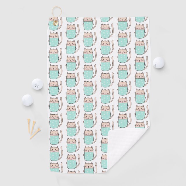 Serviette De Golf Cute Motif de chats Floral (En situation)