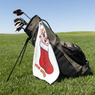 Serviette De Golf Cute Pig in Christmas Stocking
