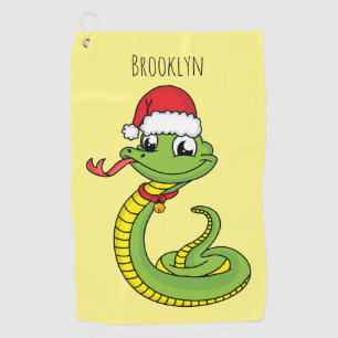 Serviette De Golf Cute serpent vert avec chapeau santa dessin animé