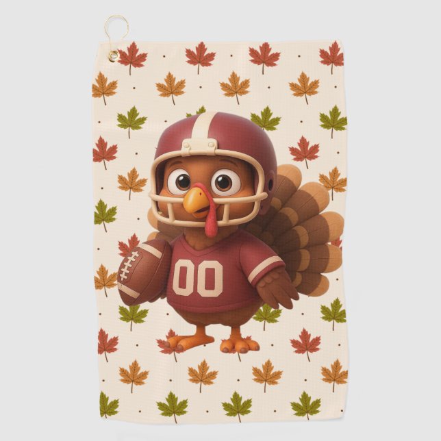 Serviette De Golf Cute Thanksgiving day football turkey (Devant)