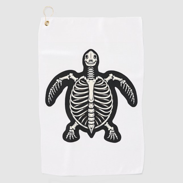 Serviette De Golf Cute Tortue Halloween Squelette Tortue Fossiles Ar (Devant)