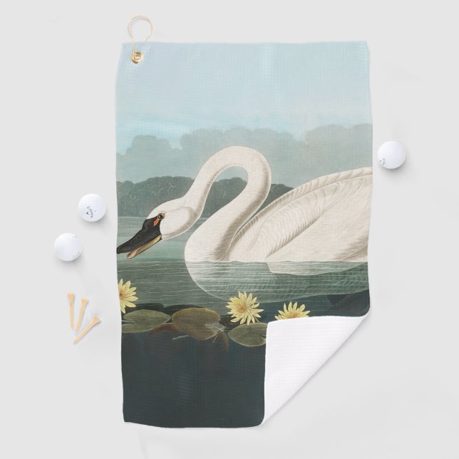 Serviette De Golf cygne audubon cygnes d'eau blanche (En situation)