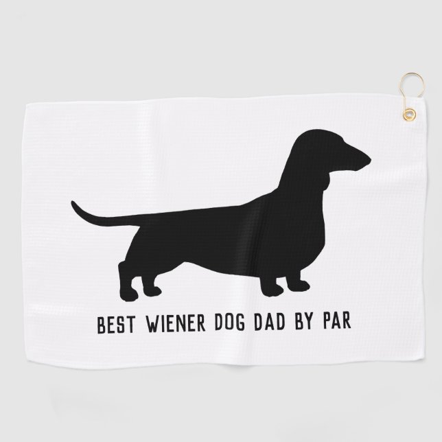 Serviette De Golf Dachshund Chien Silhouette Texte personnalisé (Horizontal)