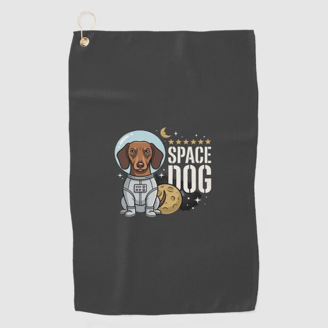 Serviette De Golf Dachshund Chien Spatial Astronaute Vecteur (Devant)