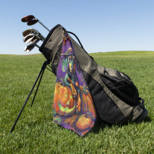 Serviette De Golf Dachshund effrayant Chien Sorcière d'Halloween et 
