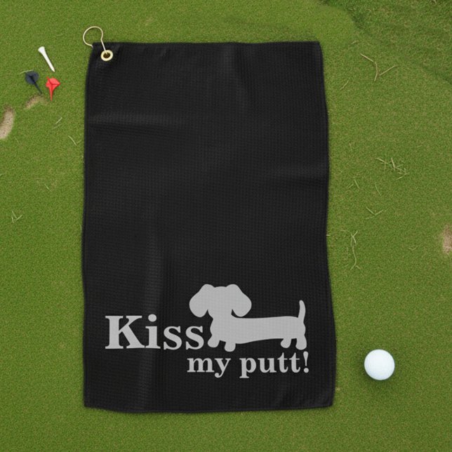 Serviette De Golf Dachshund Golf Serviette Funny Embrasser Mon chien (kiss my putt dachshund golf towel accessory)