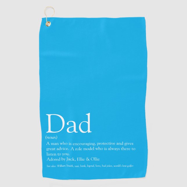 Serviette De Golf Dad, Daddy, Father Definition Modern Sky Blue (Devant)