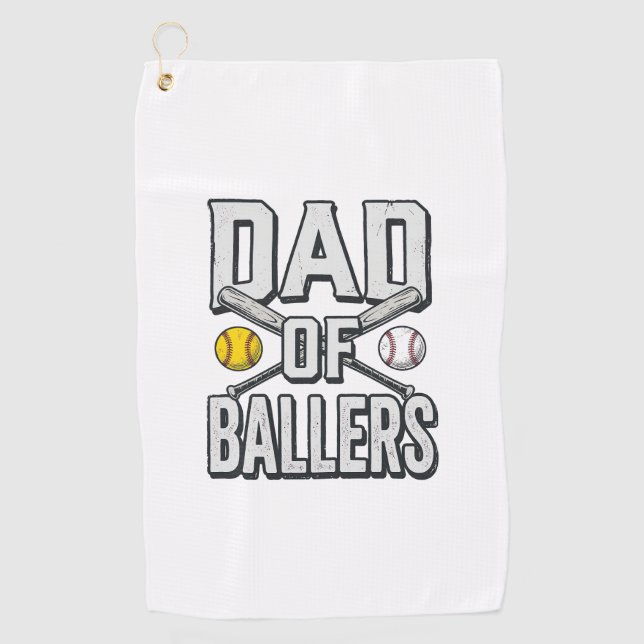 Serviette De Golf Dad of Ballers Softball and Baseball Vintage Shirt (Devant)