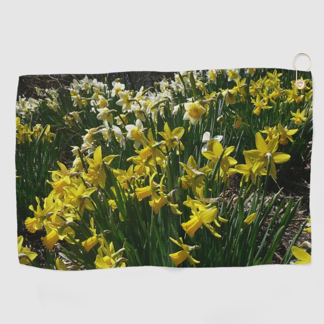 Serviette De Golf Daffodiles jaunes et blancs Fleurs de printemps (Horizontal)