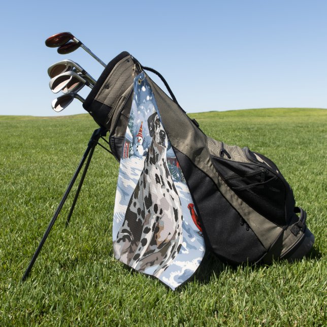 Serviette De Golf Dalmatie Winter Wonderland Noël Joie (Vert)