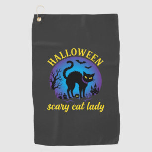 Serviette De Golf Dame de chat effrayante Halloween Chat noir