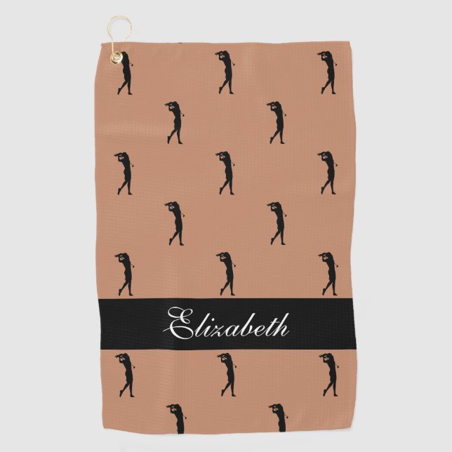Serviette De Golf Dame de golf à motif de terre cuite Nom (Devant)