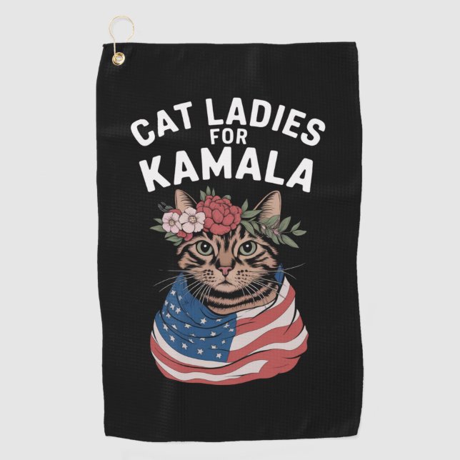 Serviette De Golf Dames aux Chats Pour Kamala Dame aux Chats Harris  (Devant)