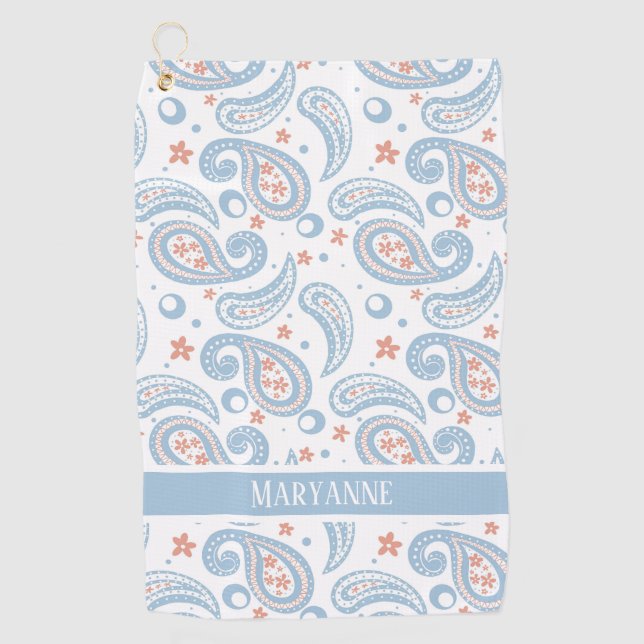 Serviette De Golf Dames Motifs Paisley bleu clair (Devant)
