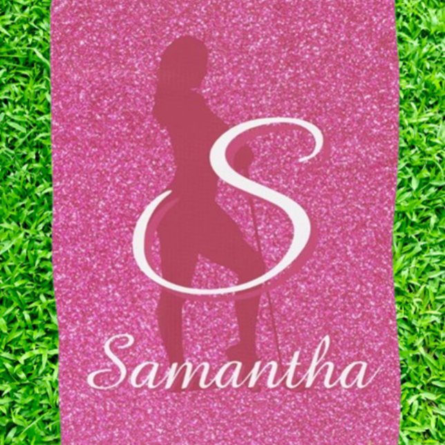 SERVIETTE DE GOLF DAMES PAILLETES ROSES (Elevate your golf game with our Ladies Pink Glitter Golf Towel! Perfect for the stylish golfer, this)