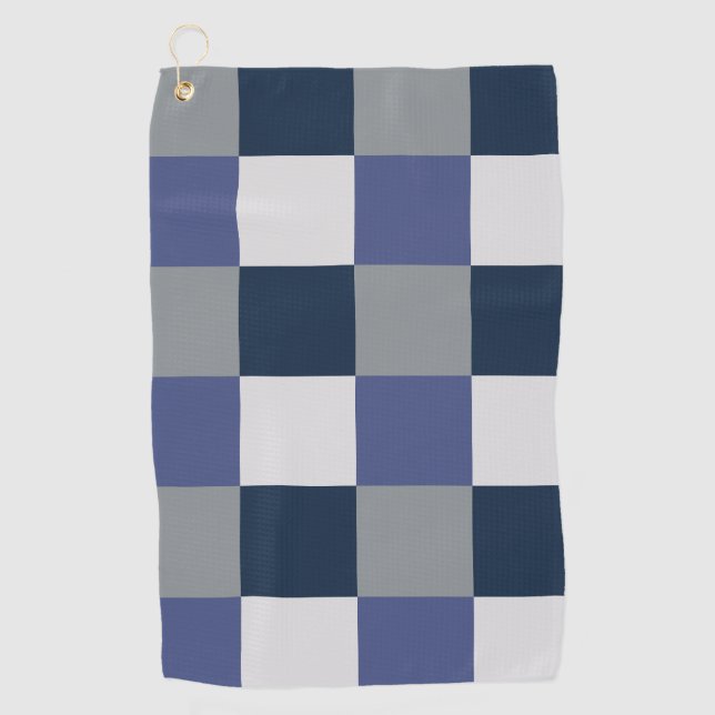 Serviette De Golf Damier Bleu Marine Gris Blanc (Devant)