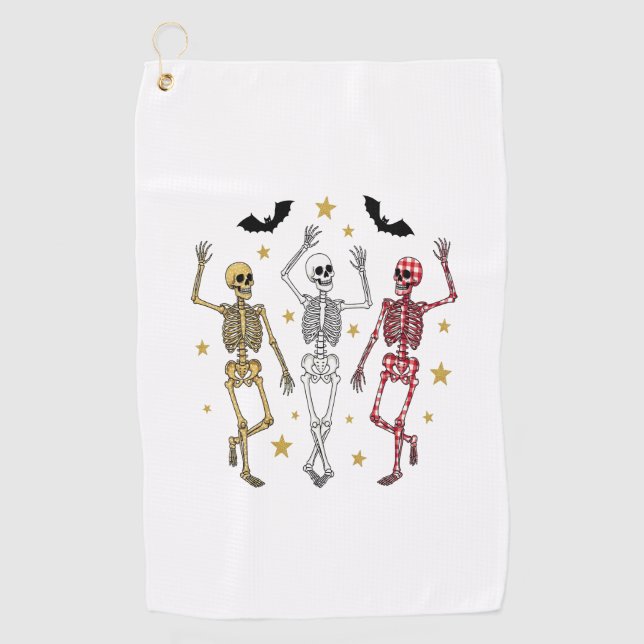 Serviette De Golf Dancing Skeleton Halloween (Devant)