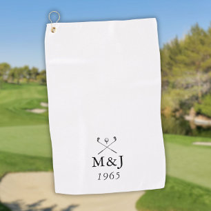 Serviette De Golf Date de mariage et monogramme personnalisé pour an