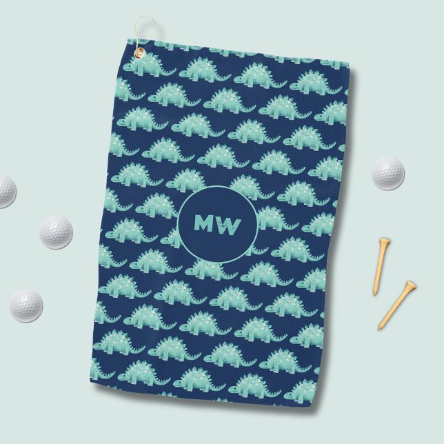Serviette de golf de Dinosaur (Personalised  Dinosaur pattern golf towel.  Customize with your own name, initials or choice of text)