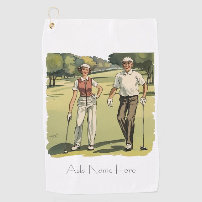 Serviette de golf de Golfeurs Vintages personnalis (Devant)