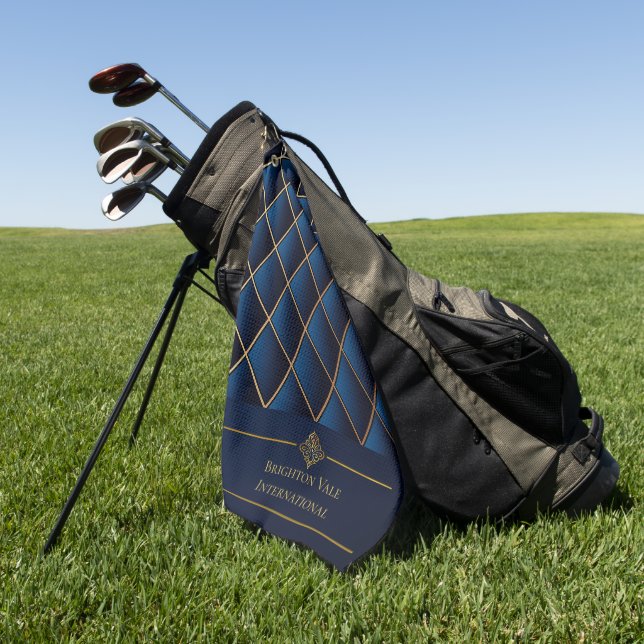 Serviette de golf de luxe Navy Or pour entreprises (Vert)