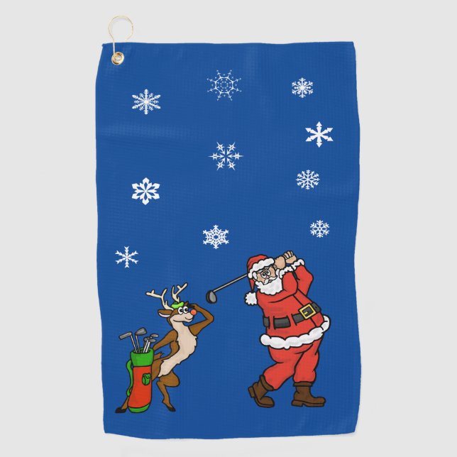 Serviette de golf de Noël père Noël et Rudolph (Devant)