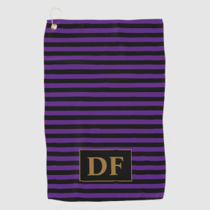 Serviette de golf de Purple/Black Stripes