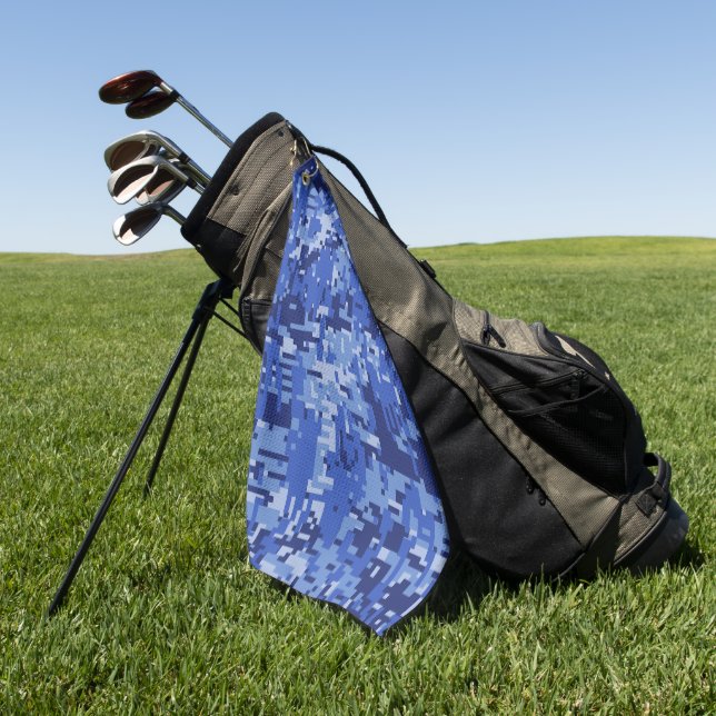 Serviette De Golf Décor Camouflage bleu marine numérique Pixels  (Vert)
