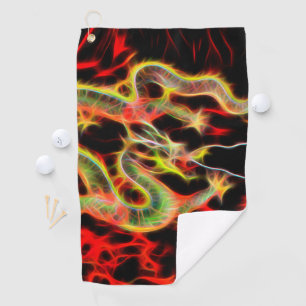 Serviette De Golf Décor de feu de dragon sur un