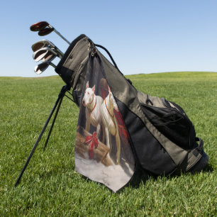 Serviette De Golf Décor de Noël Bull Terrier Snowy Sleigh