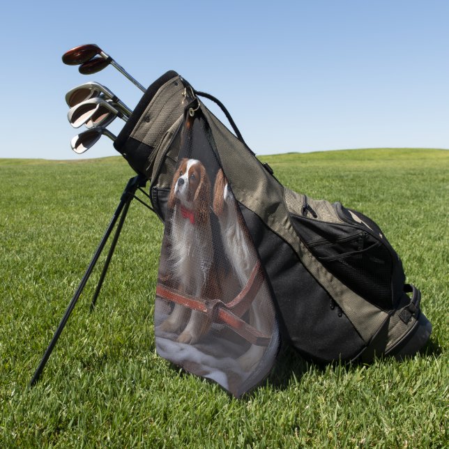 Serviette De Golf Décor de Noël Cavalier King Snowy Sleigh (Vert)