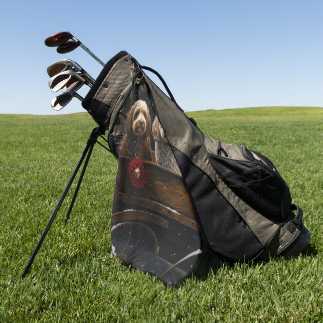 Serviette De Golf Décor de Noël Cockapoo Snowy Sleigh (Vert)