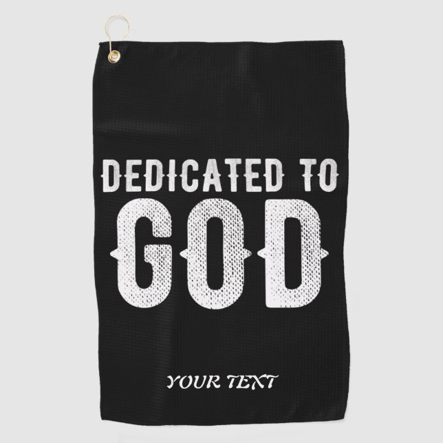 SERVIETTE DE GOLF DÉDIÉ À DIEU COOL PERSONNALISABLE TEXTE BLANC (Devant)
