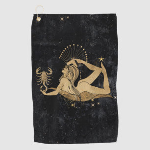Serviette De Golf Déesse du Zodiaque   Astrologie Cosmologique Gold 
