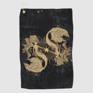 Serviette De Golf Déesse du Zodiaque   Astrologie des Poissons d'Or 