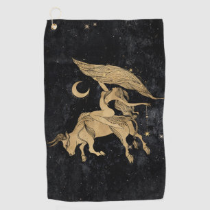 Serviette De Golf Déesse du Zodiaque Astrologie du Taurus d'or cos
