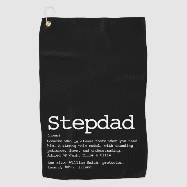 Serviette De Golf Définition Stepdad personnalisée Noir (Devant)