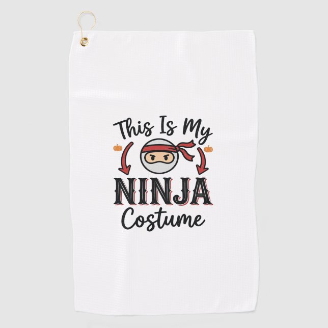 Serviette De Golf Déguisement de ninja drôle Design vectoriel Hallow (Devant)