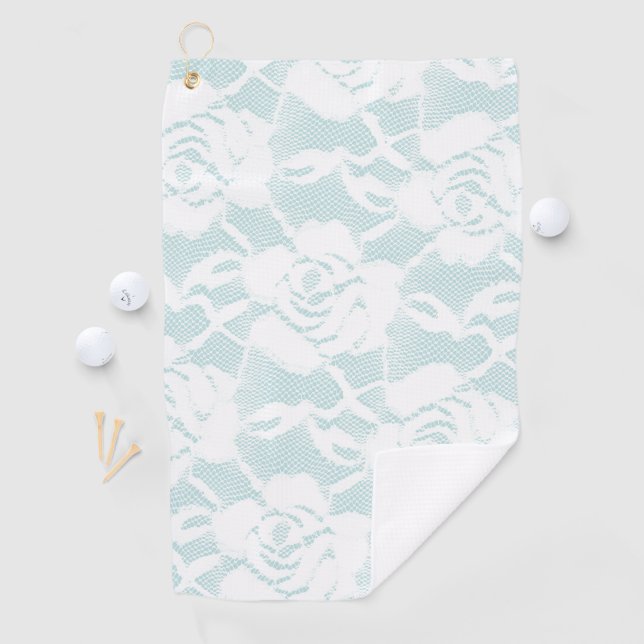 Serviette De Golf Dentelle blanche rose de menthe (En situation)