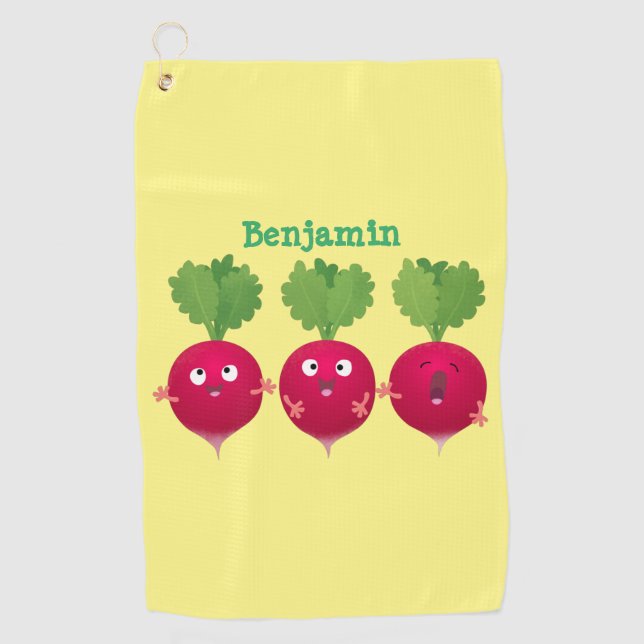 Serviette De Golf Des radis mignons chantant des légumes de dessin a (Devant)
