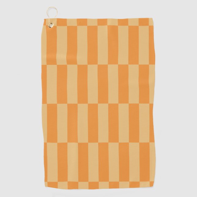 Serviette De Golf Design à rayures mandarine et wheatberry (Devant)