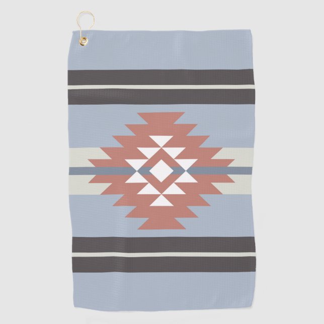 Serviette De Golf Design aztèque en rose et bleu (Devant)
