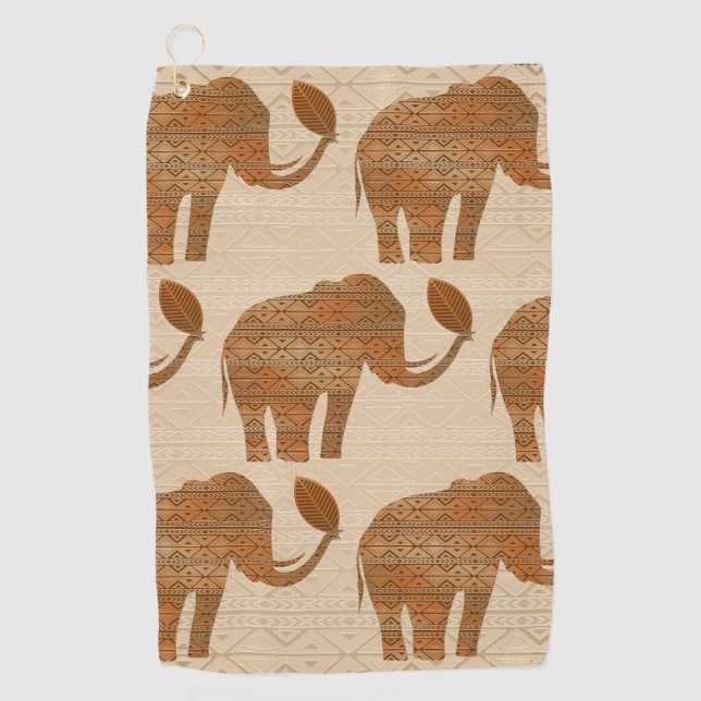 Serviette De Golf Design d'art tribal des éléphants (Devant)