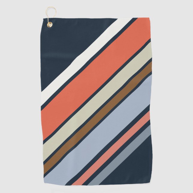 Serviette De Golf Design de rayures de style rétro diagonale (Devant)