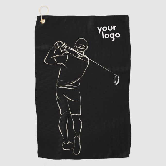Serviette De Golf Design d'impression noir moderne Cool unique Logo  (Devant)