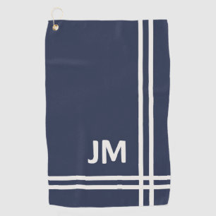 Serviette De Golf Design élégant bleu marine et rayures blanches